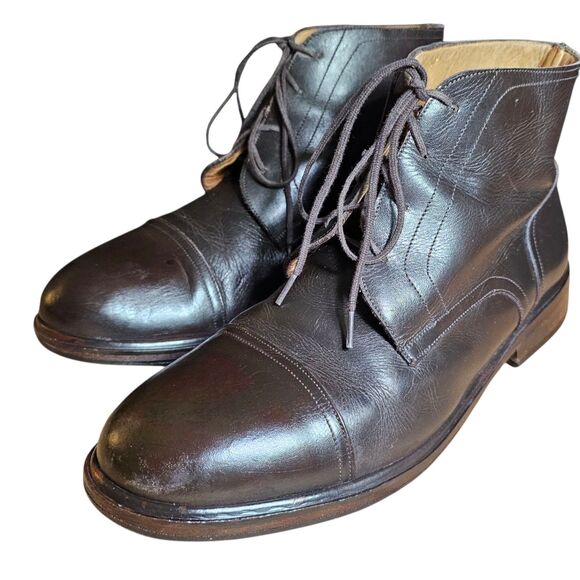Giorgio Armani Italy Men's Cap Toe Brown Lace Up Chukka Boots Size 8 USA - Picture 1 of 15